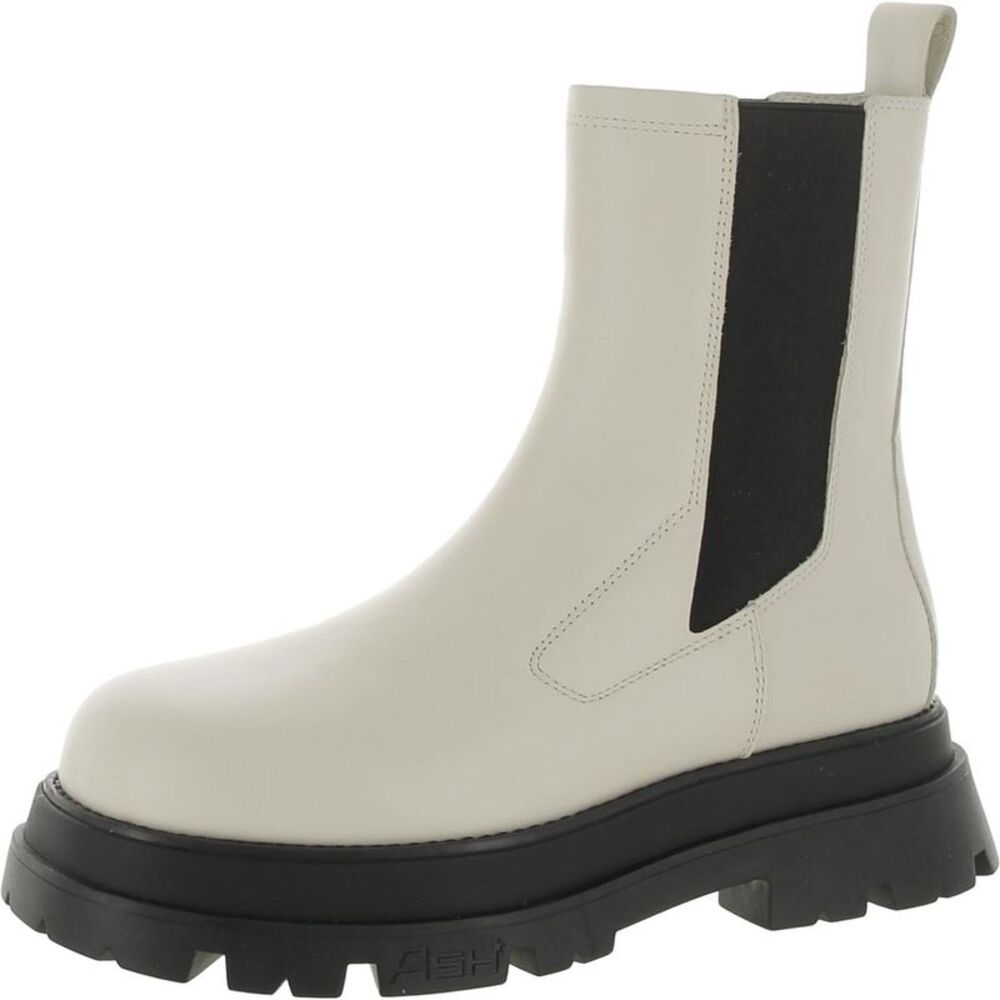 ASH Womens Elite Ivory Leather Chelsea Boots Shoes NWT